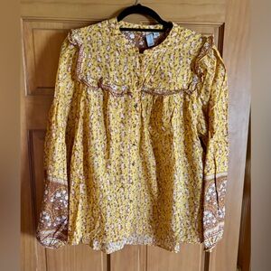 ⭐️Joie Prairie Boho Ruffle Cottagecore Animal Print Button-up Top⭐️